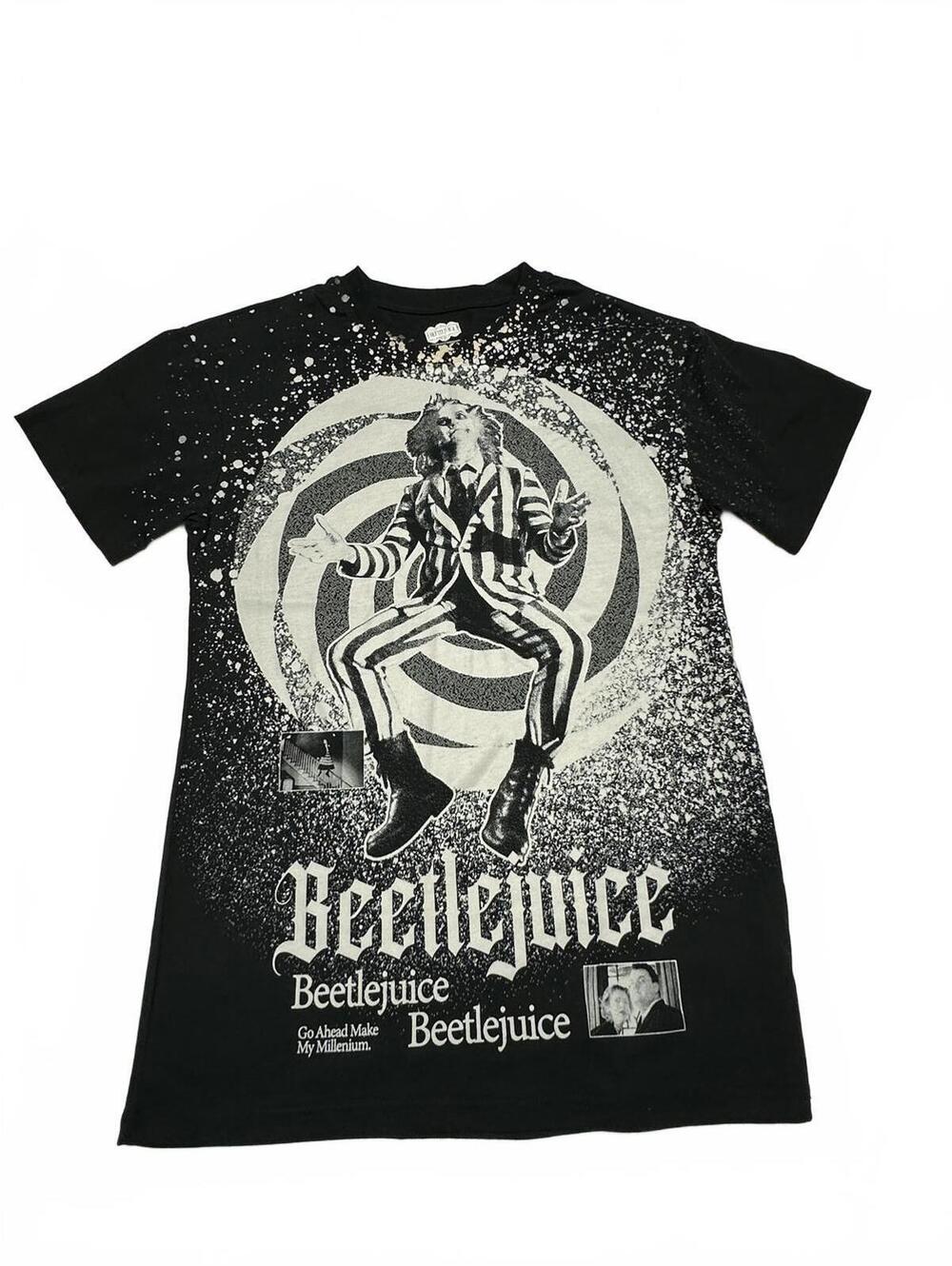 Beetlejuice Graphic Black T-Shirt with Splatter Design